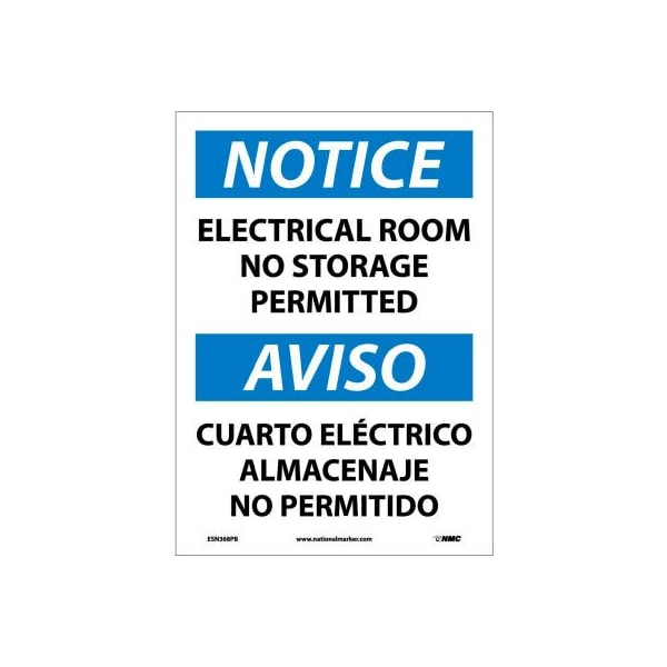 Bilingual Vinyl Sign - Notice Electrical Room No Storage Permitted